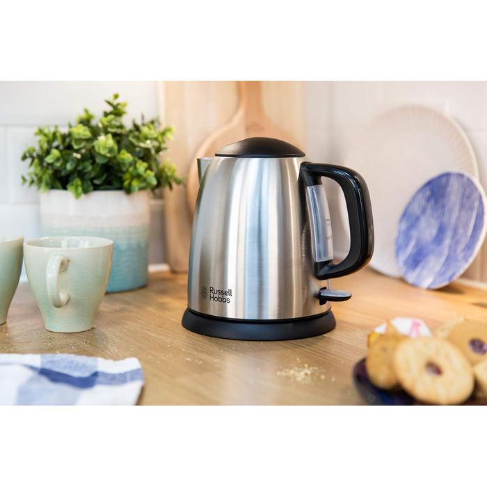 Чайник Russell Hobbs 1,0 л Adventure з нержавіючої сталі (2400 Вт, функція приготування під тиском, знімний фільтр з лаймом, зовнішній індикатор рівня води, маленький туристичний чайник) Чайник для чаю 24991-70 маленький, 1,0 л Нержавіюча сталь полірована