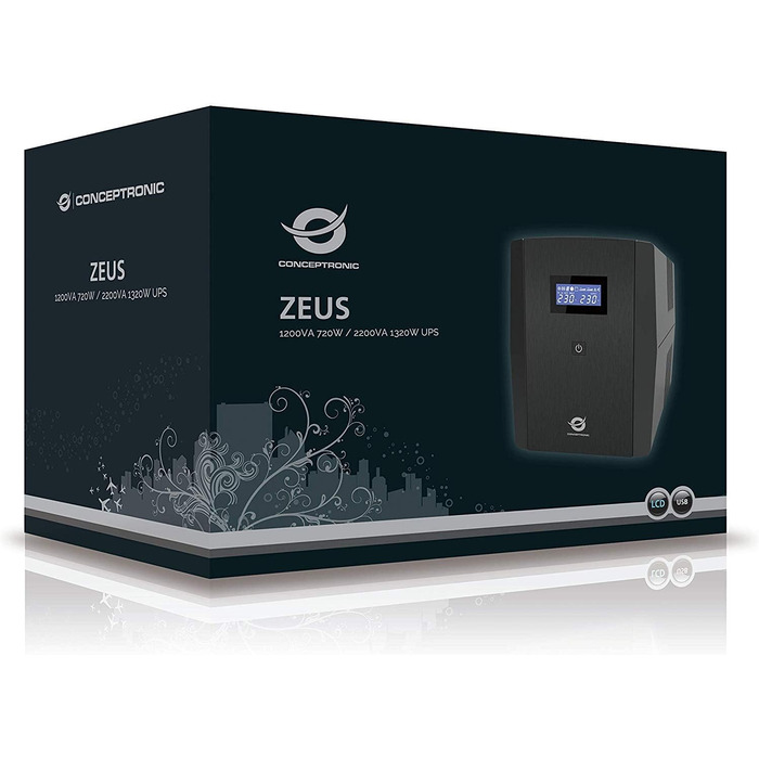 ДБЖ Conceptronic ZEUS04EM 2200 ВА 1320 Вт (1200 ВА / 720 Вт, 6 роз'ємів IEC)