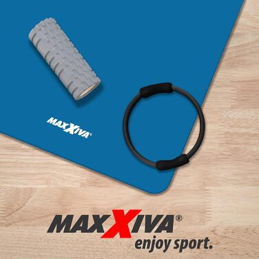 Килимок для йоги MAXXIVA - 190x60x1,5 см або 190x100x1,5 см, з ременем для перенесення, не містить фталатів, не ковзає, вибір кольору - гімнастичний килимок, килимок для фітнесу, спортивний килимок, килимок для вправ, килимок для вправ (190x100 см, синій)