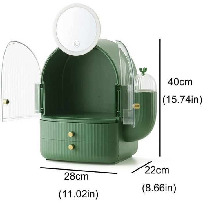 Органайзер для макіяжу CUTULI, коробка для зберігання косметики, коробка для зберігання догляду за шкірою з дзеркалом для макіяжу з підсвічуванням, коробка для зберігання, підходить для ванної кімнати та спальні (середній)