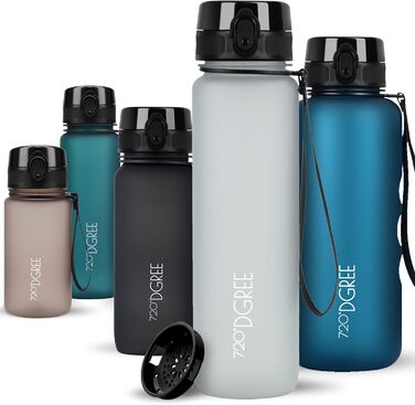 Пляшка для води 720DGREE 1л Sport 'uberBottle softTouch Sieb - Без BPA - Пляшка для води для універі, роботи, фітнесу, велосипеда, активного відпочинку, роботи - спортивна пляшка з тритану - легка, ударостійка, багаторазова (1000 мл, світло-сірий - сірий 