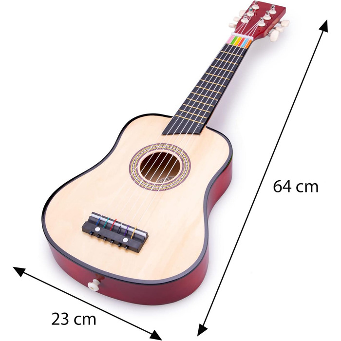 Нові класичні іграшки - 10304 - Музичний інструмент - Іграшкова дерев'яна гітара - Делюкс - Натуральна, дитяча (унісекс)
