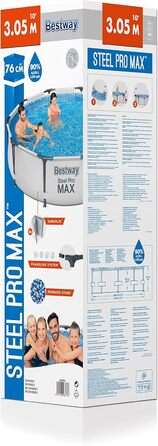 Каркасний басейн Bestway Steel Pro MAX без насоса Ø 305 x 76 см, світло-сірий, круглий одномісний