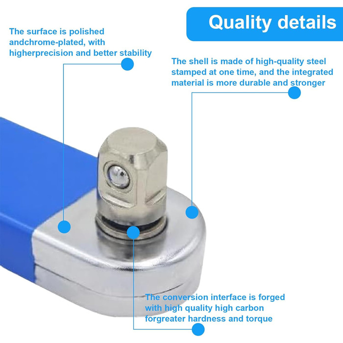 Подовжувальний ключ TOATELU Pro з нульовим зсувом з адаптерами 1/2'', 1/4' і 3/8'', багатофункціональний подовжувач з нульовим зсувом для ремонту автомобіля та дому