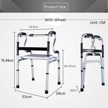 Складна алюмінієва рама для ходьби, 2 колеса в стандартній комплектації з відкидним сидінням, допоміжний засіб для ходьби, тренажер для нижніх кінцівок, крісло для купання для літніх людей, повне зірок