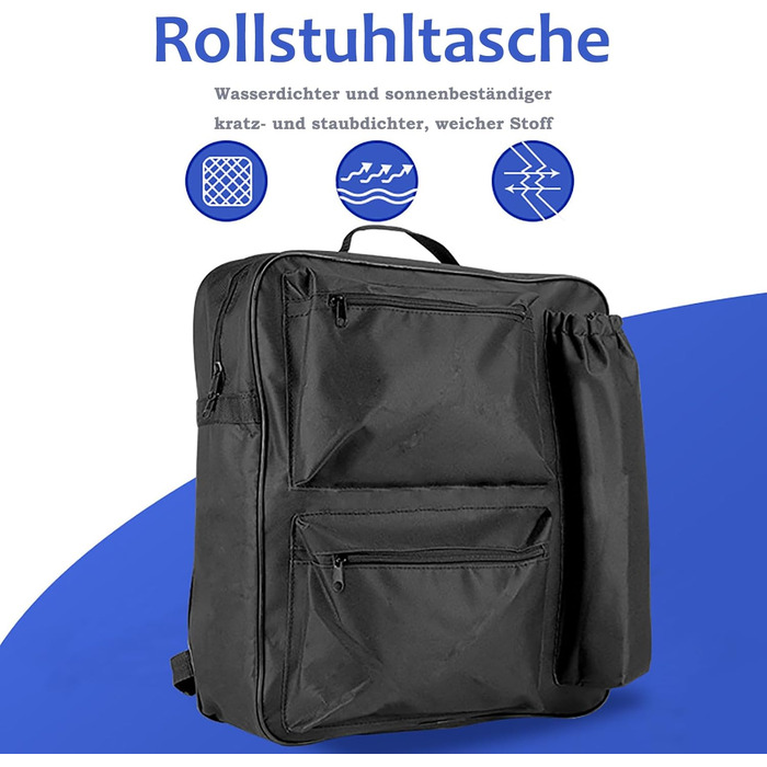 Підвісна сумка для інвалідного візка Gaeirt Багатофункціональна інвалідна коляска Тканинна сумка Оксфорд, сумка-рюкзак для інвалідного візка Скутер Універсальна сумка для інвалідного візка Водонепроникне сховище для більшості інвалідних візків
