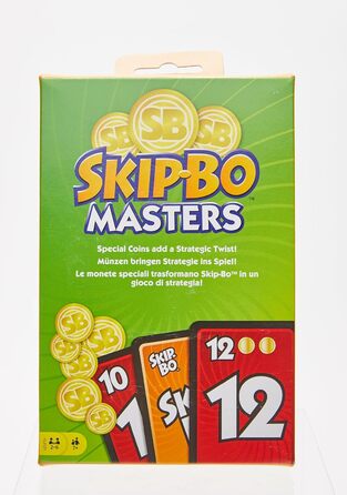 Карткова гра Skip-Bo Mattel Games HJR21 Masters для сім'ї, подорожей та ігрових вечорів, від 2 до 6 гравців, карткова та настільна гра від 6 років Одномісна