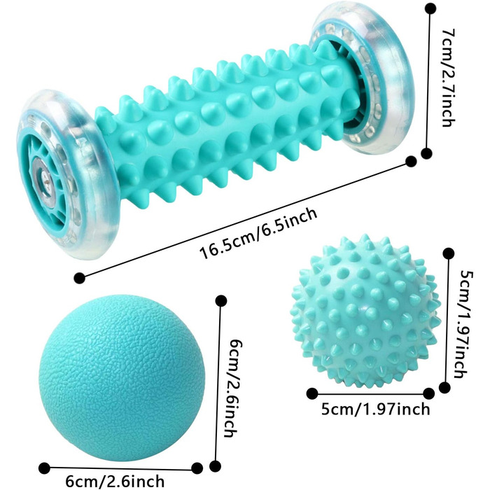 Набір роликів для масажу ніг TWBEST, масажер для ніг Ролик для масажу ніг набір з 3 - набір м'язових роликів і м'ячів, інноваційний ролик для масажу ніг Їжачковий м'яч для ніг для полегшення болю в м'язах