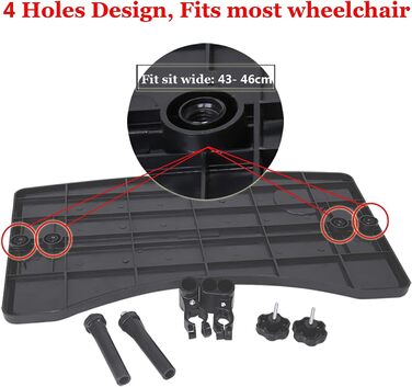 Зимовий піднос для інвалідного візка Lap Tray, знімний стіл для інвалідного візка з кріпленням для мобільності, підходить для рук крісел колісних від 43-46 см