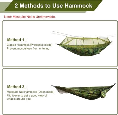 Відкритий гамак FOGARI з москітною сіткою Туристичний кемпінг 260 x 140 см Ультралегкий туристичний кемпінговий гамак Москітна сітка для 2 осіб Вантажопідйомність 300 кг, камуфляж