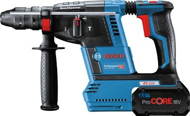 Акумуляторний перфоратор Bosch Professional 18V System GBH 18V-26 F (2,6 Дж, SDS plus, свердління та довбання, KickBack Control, вкл. 2 акумуляторні батареї ProCORE18V 5,5 Ач, зарядний пристрій GAL 1880 CV, додаткова рукоятка, L-BOXX) в корпусі L-BOXX (2х