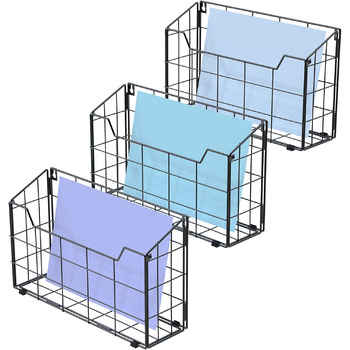 Великий тримач для журналів Univivi Стінка, Тримач для газет Настінний металевий для поштового листа формату А4, Тримач для брошури Стіна та стіл у кухні Вітальня Офіс Ванна кімната, Стійка для журналів Стіна чорна -3 упаковки