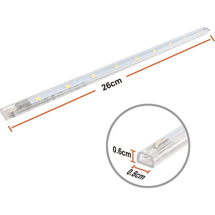 Світлодіодний світильник під шафою з перемикачем 8,5 Вт 760LM Тепле біле світло Смужка Кухонна лампа Вітрина Освітлення шафи Освітлення шафи зі смугами 6x26 см для кухонної шафи з можливістю розширення за допомогою вставної системи (35W, 4000k)