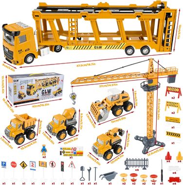 Будівельний майданчик транспортні засоби дитячі, транспортер іграшковий вантажівка іграшковий набір з музикою і світлом, 4 міні будівельний майданчик транспортні засоби, кран іграшковий дитячий (транспортер)