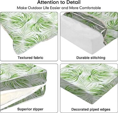 Комплект подушок для сидіння, Подушка меблів для патіо, Тропічне листя, Для обідніх стільців, Лава, Змінна подушка для внутрішнього та зовнішнього використання, Патіо, Садова подушка6 24'x24'x5'