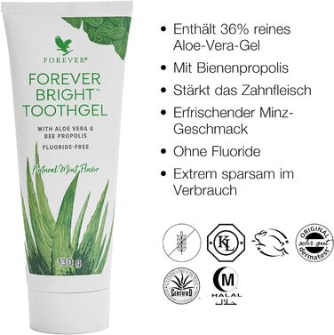 Зубна паста Forever Living Products Forever Bright (3 шт. и), 130 г, освіжаючий смак м'яти, зміцнює ясна, сертифікований dermatest, не містить глютену