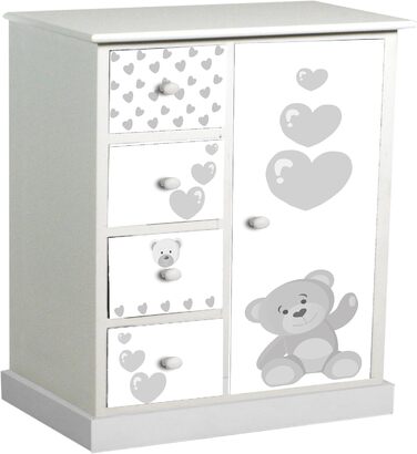 Комод vacchetti Josef 8033750000 Mobiletto Bears, 1 дверцята і 4 ящики, дерево, фіолетовий, 56 x 30 x 79 см