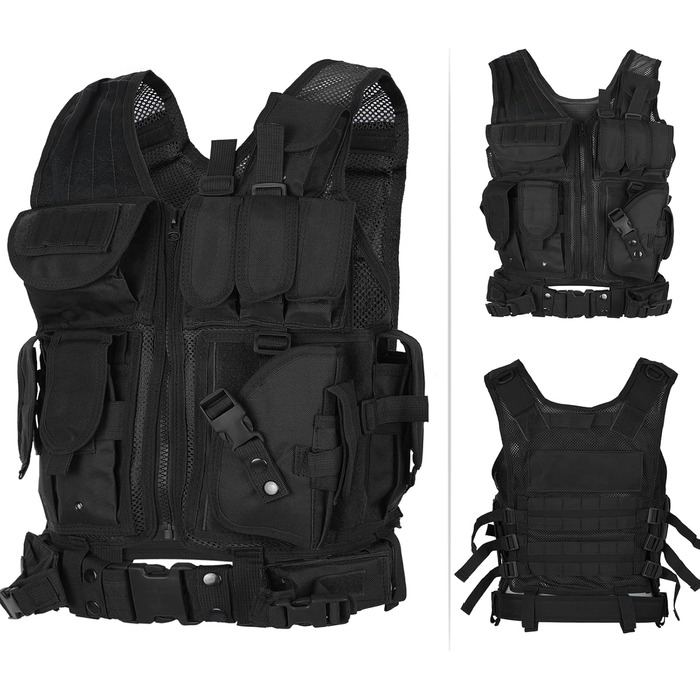 Відкритий жилет Molle Vest Модульний носій спорядження Регульований тренувальний ігровий пейнтбольний штурмовий жилет бойовий тренувальний M Чорний