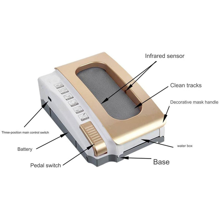 Самоочисна машина для чищення підошви взуття, низький рівень шуму, вбудована акумуляторна батарея, автоматичний скребок для взуття подвійної потужності, золото, 12V