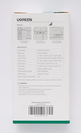 Power Bank UGREEN Nexode  145W Max 25000mAh, 3 порти USB-C, цифровий дисплей