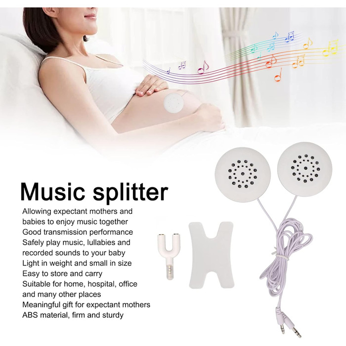 Допологові Belly Headphones Music Splitter Жінки під час вагітності Belly Speaker for Fetus Formation White