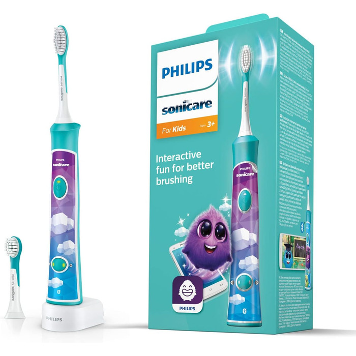 Електрична зубна щітка Philips Sonicare for Kids звукова зубна щітка з таймером, підтримкою додатків і Bluetooth (модель HX6322/04)