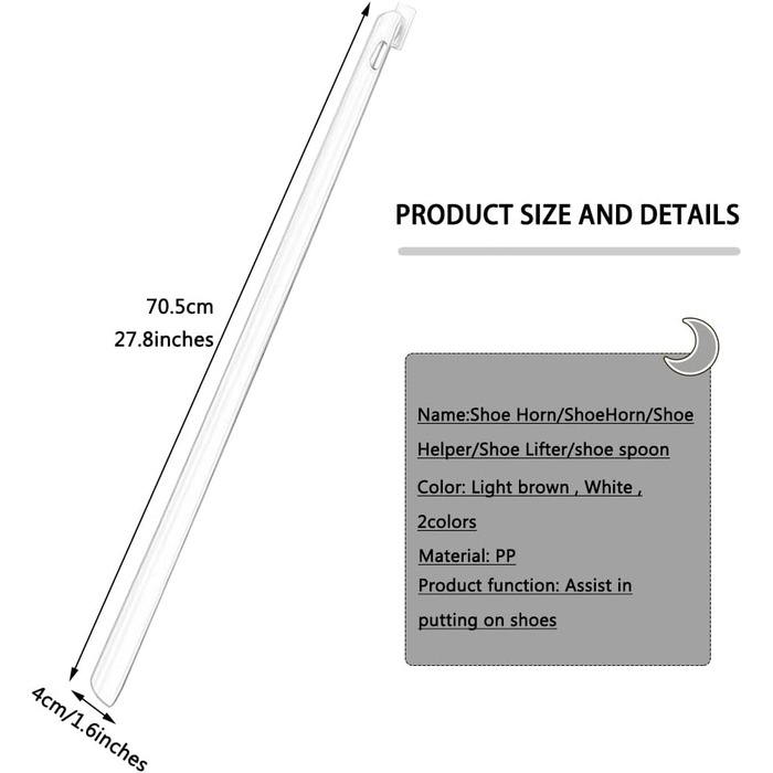 Поліпропіленовий ріжок для взуття з наддовгою ручкою для домашнього господарства, помічник для адсорбції магніту для зручного зберігання, інструмент для носіння взуття (колір білий, розмір 70,5*4 см) (колір 2 2 кольори