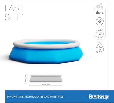 Набір для наземного басейну Bestway Fast Set з фільтруючим насосом Ø 305 x 76 см, блакитний, круглий