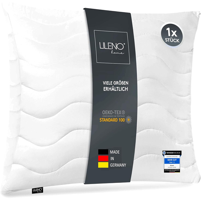 Подушка LILENO HOME 80x80 см HARD з наповнювачем подушки 1 200 г - Ліжко або декоративна подушка на блискавці для регулювання - Можна прати при температурі до 95 - Диванні подушки та декоративні подушки для дивана/ліжка (45 x 45 см - Комплект з 1, Комплек