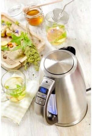 Чайник Cuisinart Multi-Temp Швидке кип'ятіння, 3 кВт Бездротовий зв'язок Оздоблення з нержавіючої сталі Ємність 1,7 л Регульована температура Знімний фільтр проти накипу, який можна мити Срібло Variable Temp 1,5 л Срібло