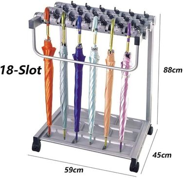 Стійка для підставки, Металева підставка для парасольок, Вхідний канал Металевий тримач парашута 6 гачків і крапель Екран для прикраси маленької кімнати/дому/офісу 18 слотів