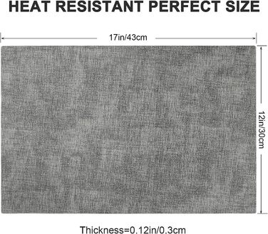 Шкіряні термостійкі підкладки Набір з 6 водонепроникних підкладок з поліуретану, що миються, легко чистяться та не ковзають (6, світло-сірі) 6 світло-сірих