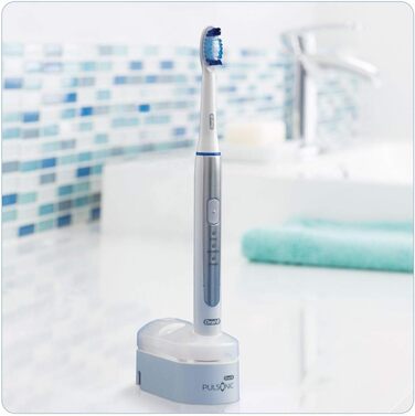 Електрична звукова зубна щітка Oral-B Pulsonic Slim 1000, з таймером і насадкою для щітки, срібляста