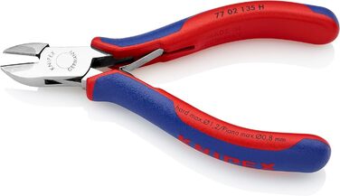 Діагональні кусачки Knipex electronics зі вставленою твердосплавною ріжучою кромкою з багатокомпонентними ручками 135 мм 77 02 135 H