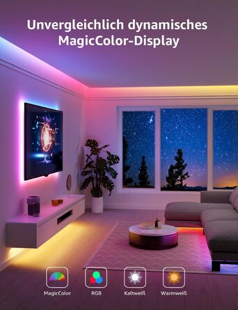 Світлодіодна стрічка Lepro AI S1, MagicColor, 10-метрова розумна світлодіодна стрічка RGB, дизайн світлових ефектів AI, світлодіодний браслет зі штучним інтелектом виразу обличчя, струнні світильники, сумісні з Alexa та Google Assistant, світлодіодна пане