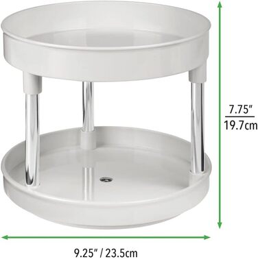 Набір mDesign з 2 обертових косметичних лотків - стильна полиця для лосьйону, косметики та ліків - кругле дворівневе зберігання косметики для ванної кімнати та кухні - світло-сірий/сріблястий