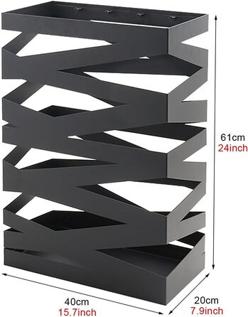 Підставка для парасольок Cuiynic, підставка для парасольок у геометричному стилі з 4 маленькими гачками, сучасний порожнистий тримач для парасольки для передпокою/передпокою/передпокою/квартири/залу/білий (чорний W)