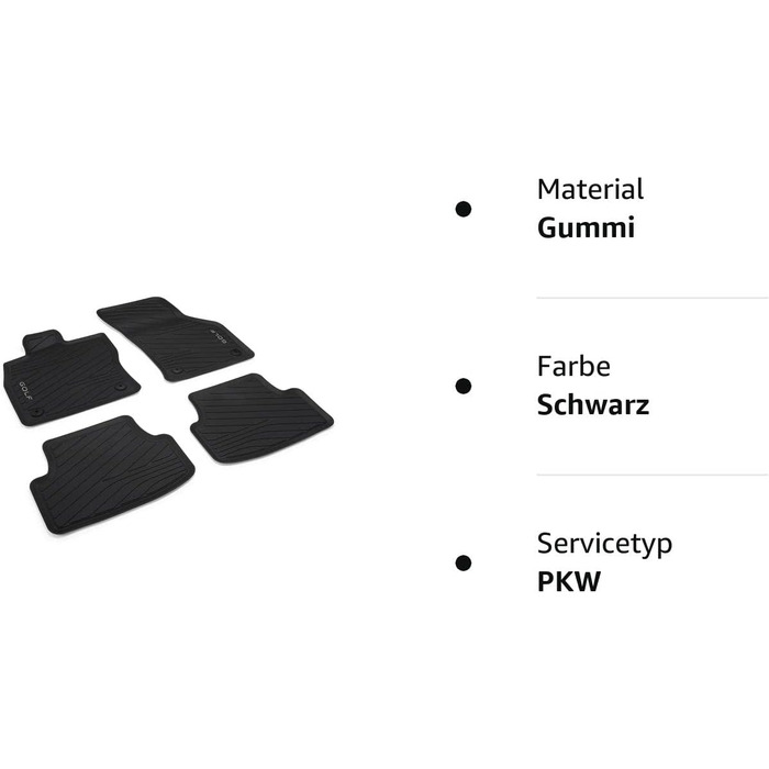 Гумові килимки Volkswagen 5H1061500A82V Преміальні всепогодні килимки 4 шт. гумові килимки, з написом для гольфу, тільки для Mild-Hybrid MHEV (PR-код 0K4), тільки для седана, чорний, 850x530x35
