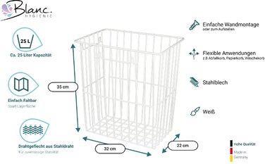 Контейнер для сміття Blanc HYGIENIC FIX 25 літрів  штабельований, білий