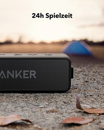 Колонка Anker SoundCore 2 Bluetooth, величезна з подвійними басами, цілодобовий акумулятор, покращений захист від води IPX7, бездротова, для iPhone, Galaxy тощо (чорна)