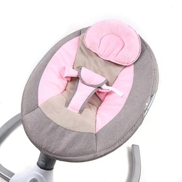 Дитяче крісло-гойдалка Baby Bouncer для 0-12місяців 3-12 кг, вбудований MP3-плеєр на 12 музичних інструментів, електричні дитячі гойдалки з музикою, складні, знімні та миються (рожеві)