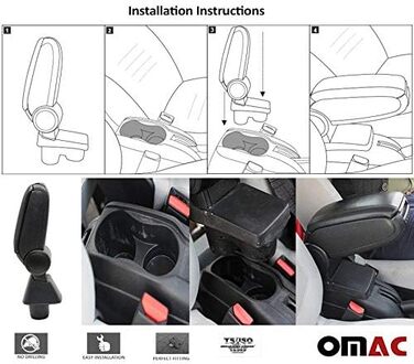 Підлокітник центрального підлокітника OMAC сумісний з Dacia Duster 2 2018-2024 PU шкіра ABS Black