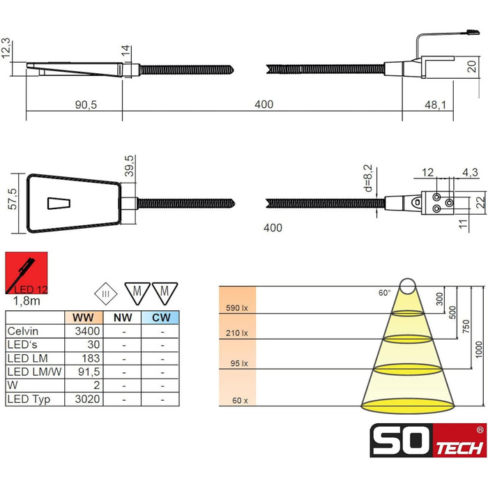 Ліжко Luminoso Black з 1 х блоком живлення КОМПЛЕКТ 2 шт. и, 2 шт., SO-TECH LED