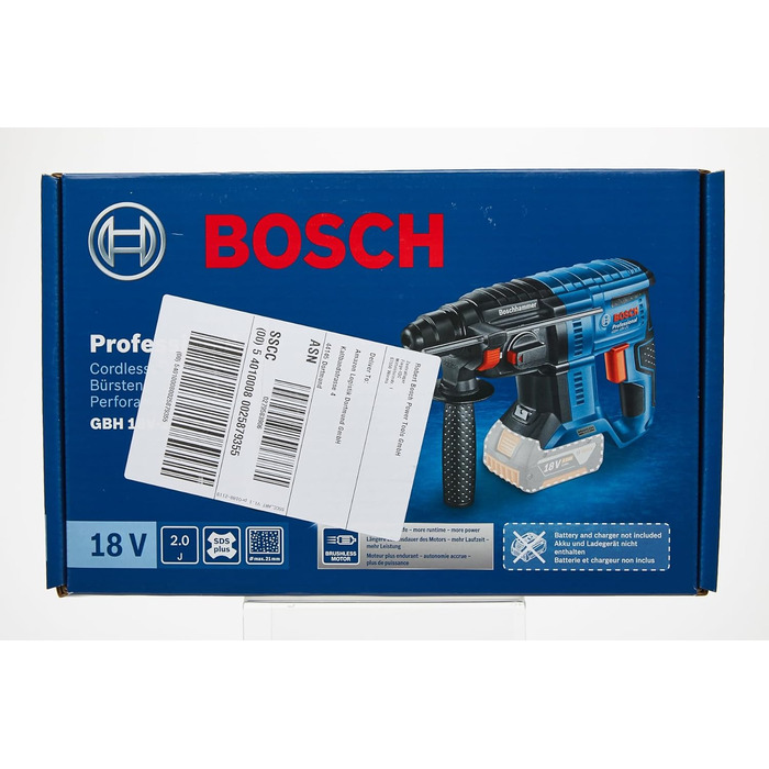 Акумуляторний перфоратор Bosch Professional 18V System GBH 18V-21 (з SDS plus, макс. енергія удару 2 Дж, безщітковий двигун, без акумулятора/зарядного пристрою)