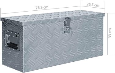 Алюмінієва коробка ZEYUAN, ящик для зберігання, ящик для причепа, алюмінієва коробка, ящик для ящика, ящик для інструментів, 76,526,533 см срібло