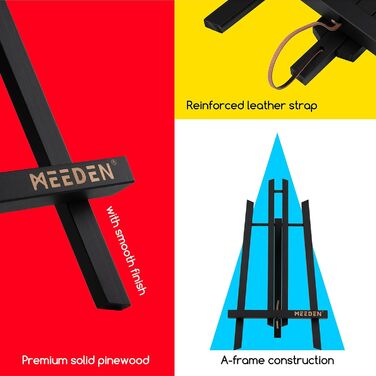 Предметів Настільний мольберт з дерева, 50 см Мольберти, Дитячий мольберт, Підставка для картин з масиву бука, складний і компактний, вміщує полотна до 45 см (чорний, 40 см), 12