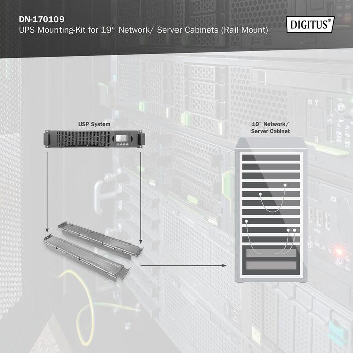 Монтажний комплект ДБЖ DIGITUS для 19-дюймових мережевих/серверних шаф (профільна рейка)