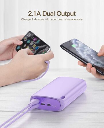 Зовнішній акумулятор для мобільного телефону Kuulaa Powerbank 26800mAh, Power Bank Macaroon Color Dual Output Portable Charger Зовнішній акумулятор, сумісний з iPhone 16 15 14 13 12 Pro Max Samsung iPad Huawei, фіолетовий