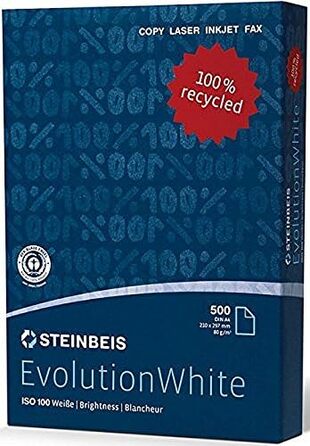 Папір Steinbeis Eco-Premium - EvolutionWhite 2500 аркушів - 80 г/кв.м - ISO100 - DIN-A4 - Сертифікат від колиски до колиски в сріблі