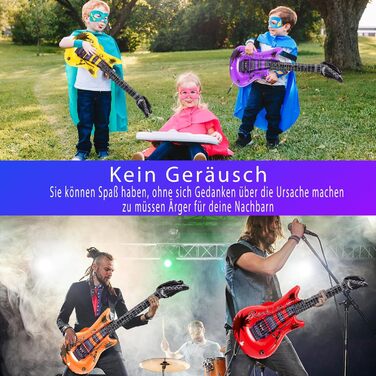 Надувна гітара, 12 кольорів повітряна гітара, надувна гітара кольорова, повітряна гітара Air Guitar, надувні повітряні гітари з насосом для рок-вечірки реквізит для прикраси реквізит, 12 шт.